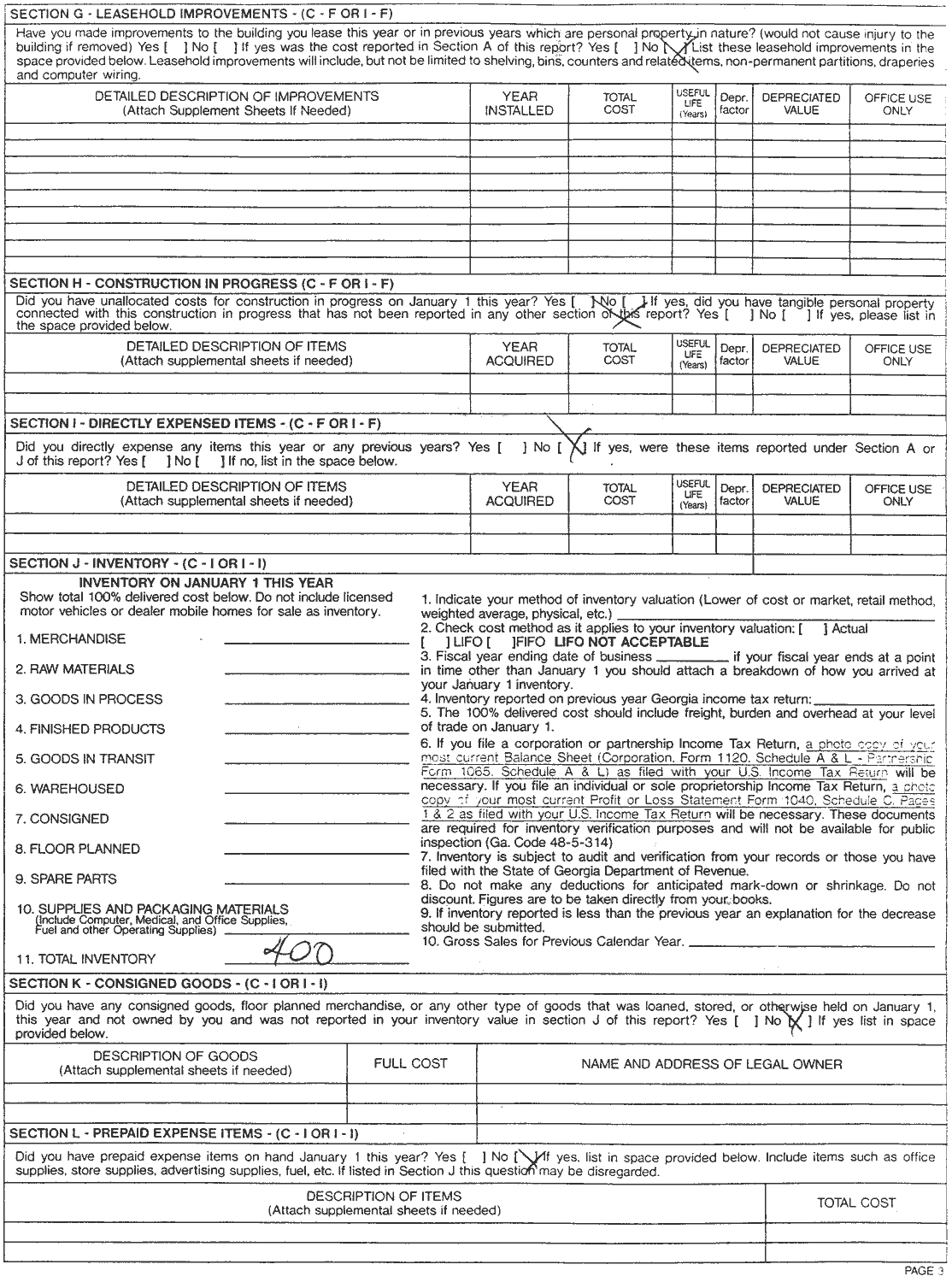 1999 Business Personal Property Report - alternate - page 3
