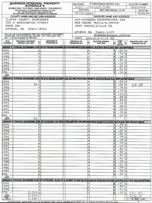 2001 Business Personal Property Report - Schedule A