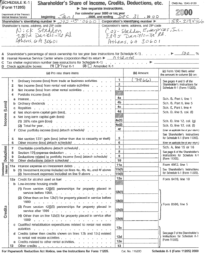 2000 Federal Taxes - Schedule K-1 page 1