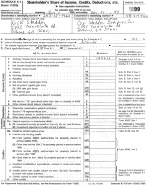 1999 Federal Taxes - Schedule K-1 page 1